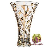 Ваза хрусталь с золотом. 30 см. Лаурус золото. Ручная работа. Италия