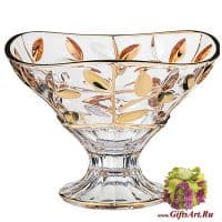 Конфетница хрусталь с золотом. 13 см. Лаурус золото. Ручная работа. Италия