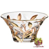 Конфетница хрусталь с золотом. 13 см. Лаурус золото. Ручная работа. Италия