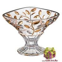 Фруктовница хрусталь с золотом. 22 см. Лаурус золото. Ручная работа. Италия