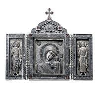 Складень Казанская Божия Матерь с Иисусом из серебра 925 пробы Россия. Вес ок. 240 гр. Россия