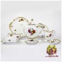 Чайный фарфоровый сервиз Sommerbluete Vollbarock Weimar Porcelain Мейсенский букет на 12 персон 54 предмета. Эксклюзивный фарфор