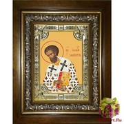 Икона освященная &quot;Иоанн Златоуст ,архиепископ Константинопольский святитель (Иван)&quot;, 18x24 см, со стразами, в деревянном киоте 24x30 см, 24x30 см