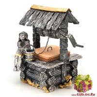 Серебряная солонка Колодец Удачи. Коллекция Русская деревня. Серебро 925 пробы. Россия