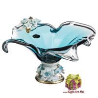 Ваза муранское стекло и фарфор. Ручная работа. 345746 Диаметр 23 см. Италия