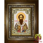 Икона освященная &quot;Василий Великий святитель&quot;, 18x24 см, со стразами, в деревянном киоте 24x30 см, 24x30 см