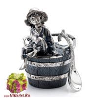 Серебряная кадушка Пастушок. Серебро 925 пробы. Россия