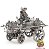 Серебряный набор для специй Телега. Хрусталь. Серебро 925 пробы. Россия