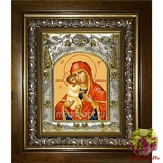 Икона освященная &quot;Жировицкая икона Божией Матери&quot;, 14x18 см, в деревянном киоте 20x24 см, 20x24 см