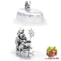 Серебряная маслёнка Масленица. Хрусталь. Серебро 925 пробы. Россия