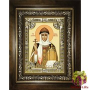 Икона освященная &quot;Ольга равноапостольная великая княгиня&quot;, 18x24 см, со стразами, в деревянном киоте 24x30 см, 24x30 см