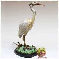 Цапля. Фарфор и бронза. Ручная работа. Высота 47 см