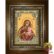 Икона освященная &quot;Игрицкая икона Божией Матери&quot;, 18x24 см, со стразами, в деревянном киоте 24x30 см, 24x30 см