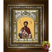 Икона освященная &quot;Каллистрат мученик&quot;, 14x18 см, в деревянном киоте 20x24 см, 20x24 см