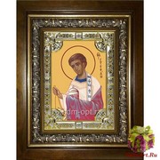 Икона освященная &quot;Стефан первомученик&quot;, 18x24 см, со стразами, в деревянном киоте 24x30 см, 24x30 см