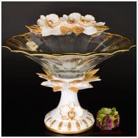 Ваза фруктовница CEVIK. Хрусталь. Эмали. Золочение. Диаметр 35 см Стразы Сваровски. Италия