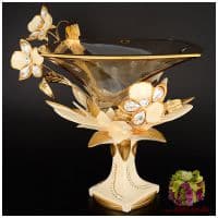 Ваза фруктовница CEVIK. Хрусталь. Эмали. Золочение. Высота 41 см Стразы Сваровски. Италия