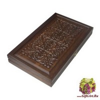 Резные дорожные нарды из массива мореного дуба без ложемента