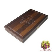 Резные дорожные нарды из массива мореного дуба без ложемента &quot;Россия&quot;