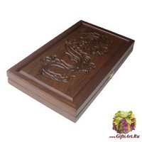 Резные дорожные нарды из массива мореного дуба без ложемента &quot;Дракон&quot;