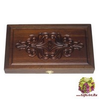 Резные дорожные нарды из массива мореного дуба без ложемента &quot;Марвиль&quot;