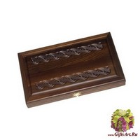 Резные дорожные нарды из массива мореного дуба без ложемента &quot;Каледония&quot;