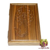 Резные дорожные нарды из массива натурального дуба &quot;Скорпион&quot;