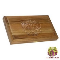 Резные дорожные нарды из массива натурального дуба без ложемента &quot;Россия&quot;