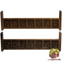 Полка для икон двухъярусная прямая &quot;Страсти Христовы&quot; из мореного дуба