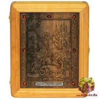 Подарочная икона "Чудо святого Георгия о змие" на мореном дубе Подарочная икона "Чудо святого Георгия о змие" на мореном дубе