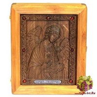 Подарочная икона &quot;Ангел Хранитель&quot; на мореном дубе