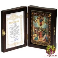 Настольная икона &quot;Вознесение Господне&quot; на мореном дубе