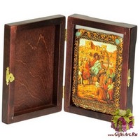 Настольная икона &quot;Вход Господень В Иерусалим&quot; на мореном дубе