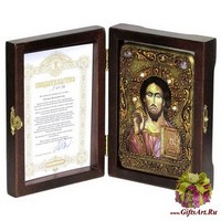 Настольная икона &quot;Господь Вседержитель&quot; на мореном дубе