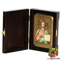 Настольная икона &quot;Господь Вседержитель&quot; на мореном дубе