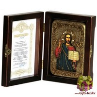 Настольная икона &quot;Господа Иисуса Христа&quot; на мореном дубе