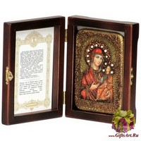 Настольная икона &quot;Образ Божией Матери &quot;Иверская&quot; на мореном дубе