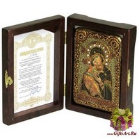 Настольная икона &quot;Образ Владимирской Божьей Матери&quot; на мореном дубе