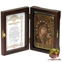 Настольная икона &quot;Образ Казанской Божией Матери&quot; на мореном дубе