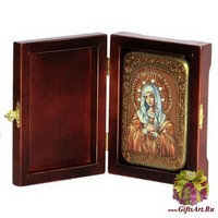 Настольная икона Божией Матери &quot;Умиление Серафимо-Дивеевская&quot; на мореном дубе