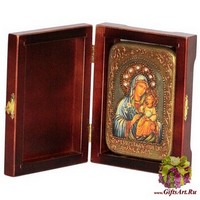 Настольная икона Божией Матери &quot;Неувядаемый Цвет&quot; на мореном дубе