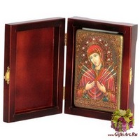 Настольная икона &quot;Образ Божией Матери &quot;Умягчение злых сердец&quot; на мореном дубе
