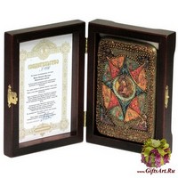 Настольная икона Божией матери &quot;Неопалимая купина&quot; на мореном дубе