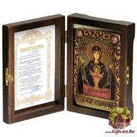 Настольная икона Божией матери &quot;Неупиваемая чаша&quot; на мореном дубе