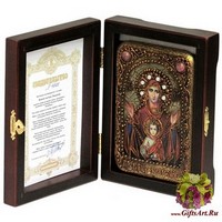 Настольная икона &quot;Образ Божией Матери &quot;Знамение&quot; на мореном дубе