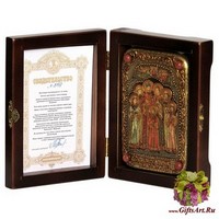 Настольная икона &quot;Святые царственные страстотерпцы&quot; на мореном дубе
