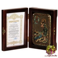 Настольная икона &quot;Преподобный Алексий, человек Божий&quot; на мореном дубе