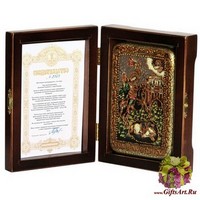 Настольная икона &quot;Чудо вмч. Димитрия Солунского о царе Калояне&quot; на мореном дубе