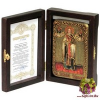 Настольная икона &quot;Святитель Николай, архиепископ Мир Ликийский (Мирликийский), чудотворец&quot; на мореном дубе