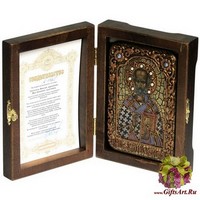 Настольная икона &quot;Святитель Николай, архиепископ Мир Ликийский (Мирликийский), чудотворец&quot; на мореном дубе